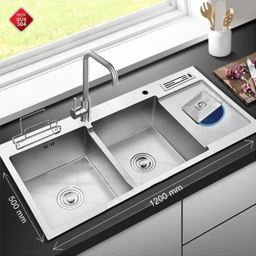 Bồn rửa chén inox 2 hộc có cánh Royal Sanp 1250